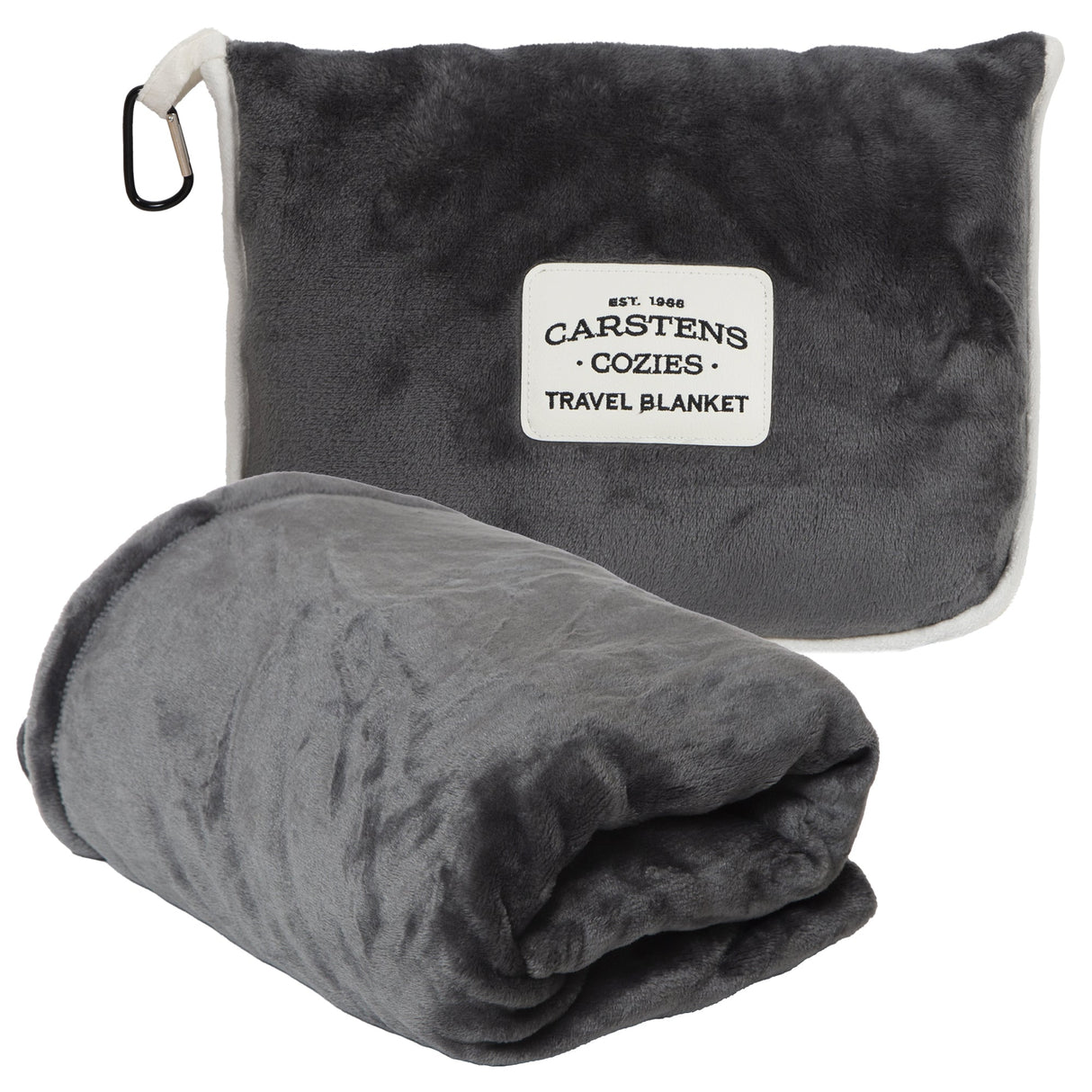 Carstens Inc Travel Blanket Grey Plush Grey