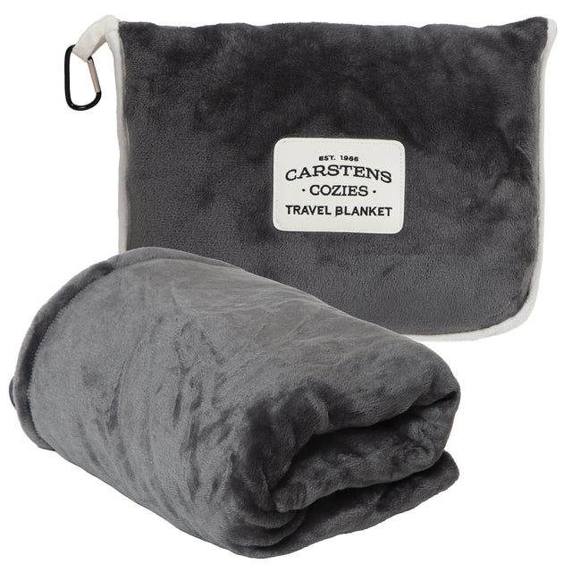 Carstens Inc Travel Blanket Grey Plush Grey