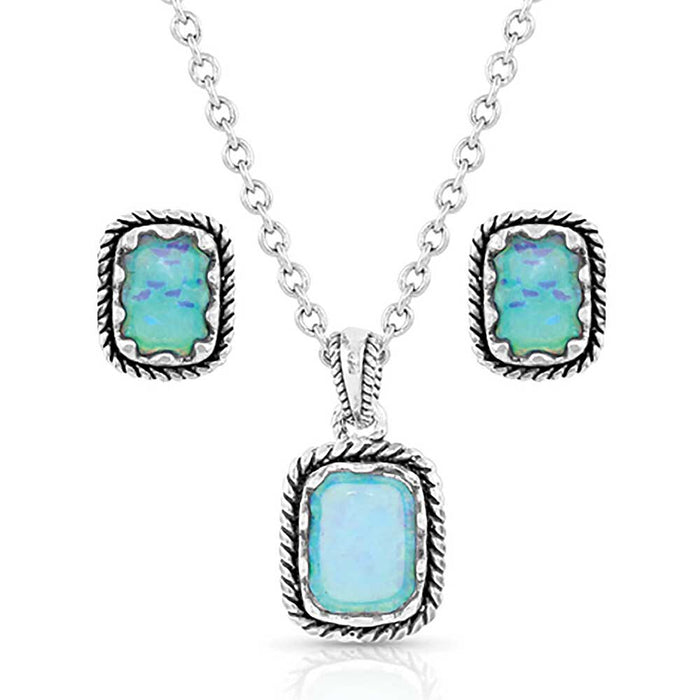 Montana Silversmiths Emerald Pools Roped Silver Jewelry Set
