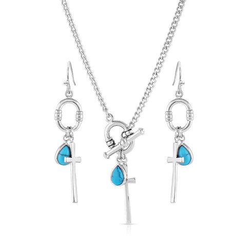 Montana Silversmiths Charms Of Faith Turquoise Cross Jewelry Set