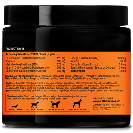 Pet Honesty Hip + Joint Health Supplement Chews - Chicken