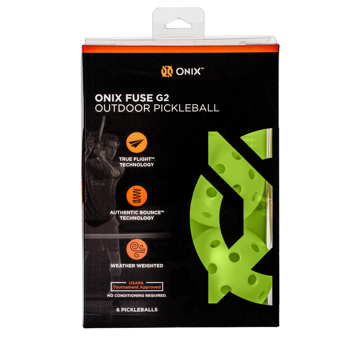 Onix Sports Fuse G2 Outdoor Pickleballs 6-pack Neon