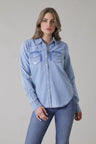 Kimes Ranch Women's Kaycee Denim Top Destroy wash