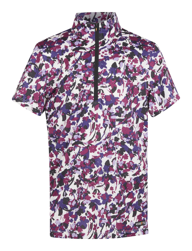 Kerrits Equestrian Apparel Kids Aire Ice Fil Short Sleeve Shirt - Print Magenta Wild Flower