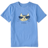 Life Is Good Kids' Cool Cat Short-Sleeve Crusher Tee - Cornflower Blue Cornflower Blue