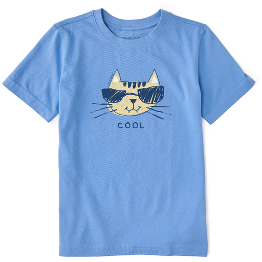 Life Is Good Kids' Cool Cat Short-Sleeve Crusher Tee - Cornflower Blue Cornflower Blue