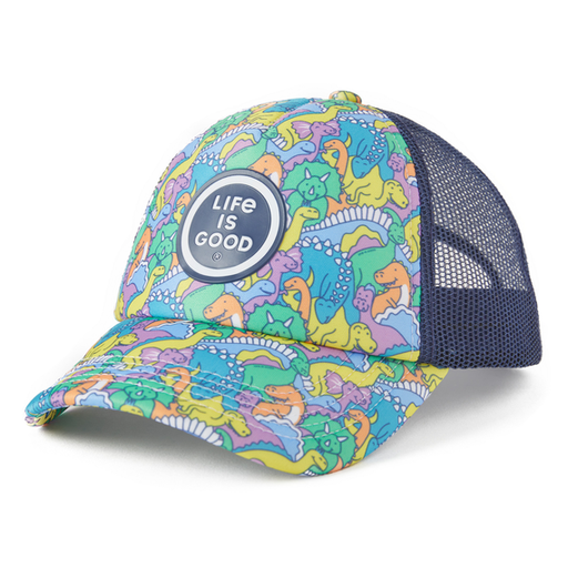 Life Is Good Kids' Dinosaur Friends Pattern Trucker - Cloud White Cloud White