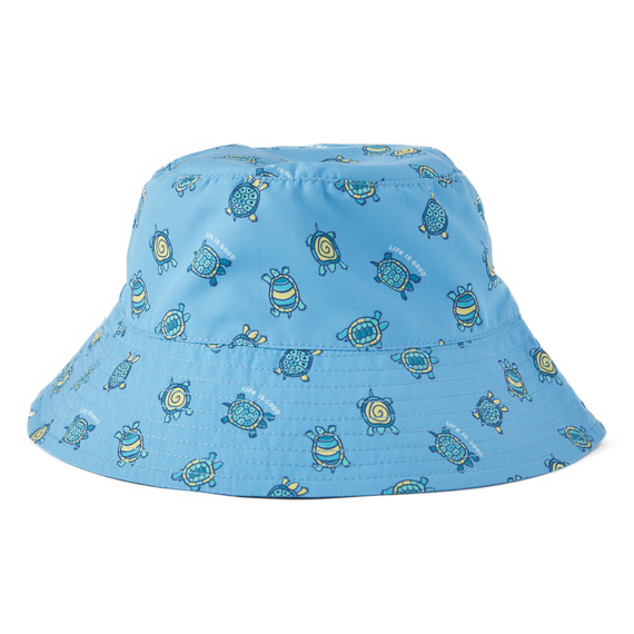 Life Is Good Kids' Peace Turtle Pattern Made in the Shade Bucket Hat - Cool Blue Cool Blue