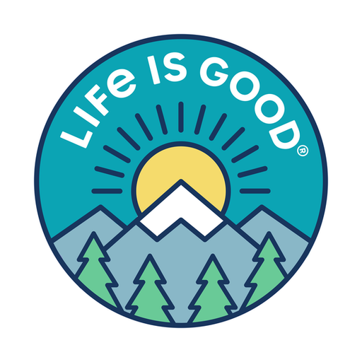 Life Is Good Lig Mountain Sunrise 4" Circle Sticker Island blue