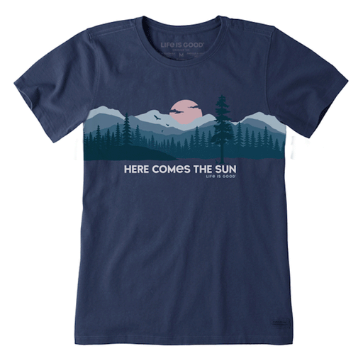 Life is Good Women's Here Comes The Sun Landscape Crusher Tee Darkest Blue