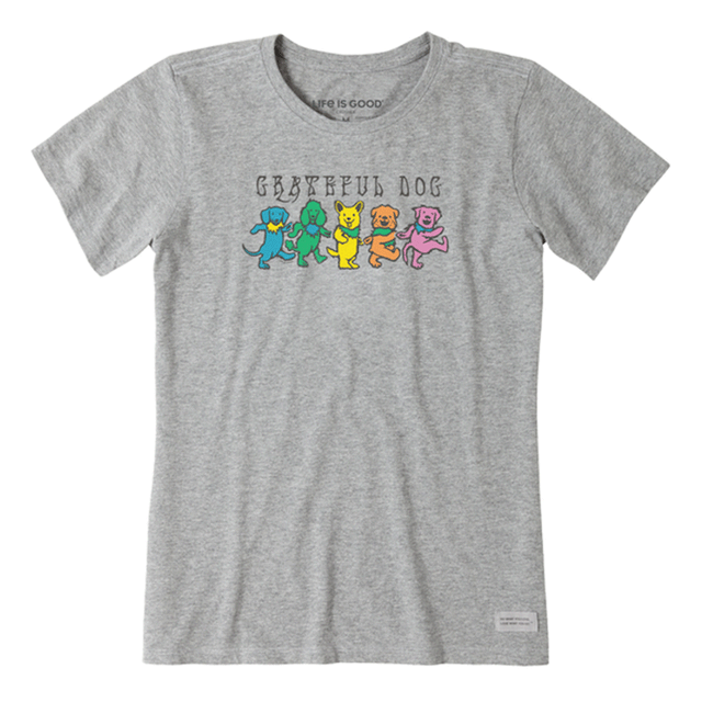 Life is Good Women's Grateful Dog Short Sleeve Tee Heather Gray