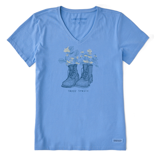 Life is Good Women's Happy Trails Engraved Boots Crusher Vee Cornflower Blue