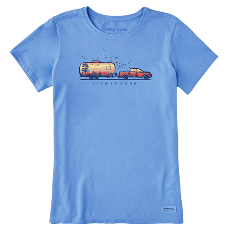 Life is Good Women's RV Sunset Short Sleeve Tee Cornflower Blue