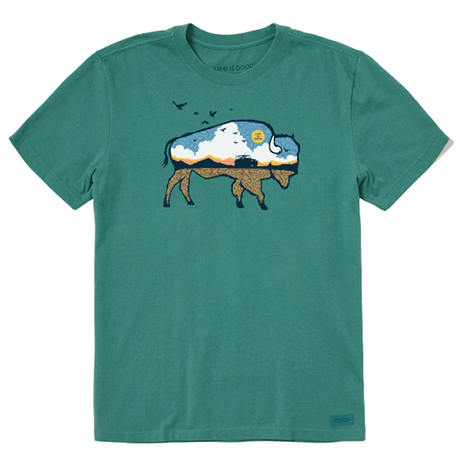 Life is Good Men's Buffalo Landscape Crusher Tee Spruce Green