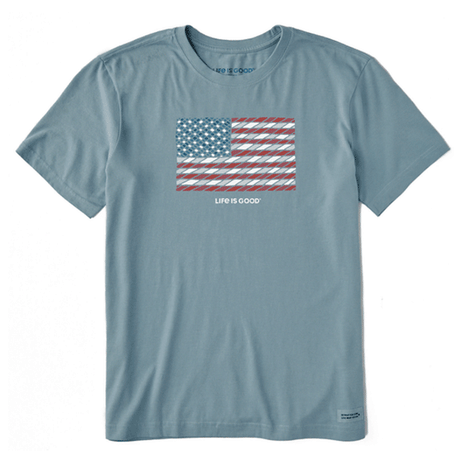 Life is Good Men's Geometric Flag Crusher Tee Smoky Blue