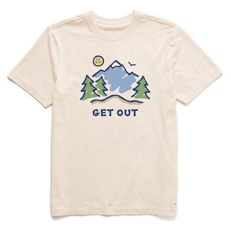 Life is Good Men's Get Out Mountain Short Sleeve Tee Putty White
