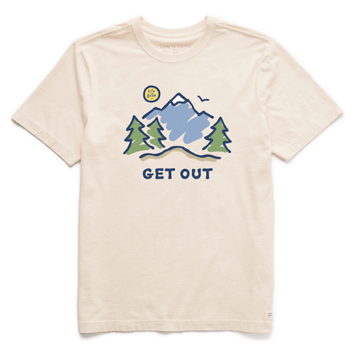 Life is Good Men's Get Out Mountain Short Sleeve Tee Putty White