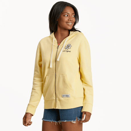 Life is Good Women's Daisy Simply True Fleece Zip Hoodie Sandy Yellow