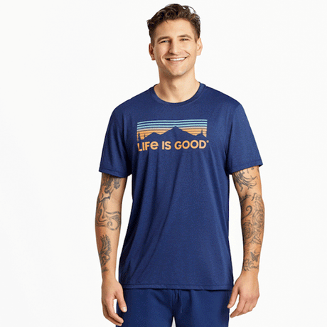 Life is Good Men's Scenic Mountain Vista Active Tee Darkest Blue