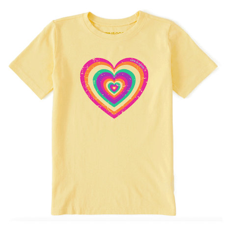 Life is Good Kids Fun Heart Crusher Tee Sandy Yellow