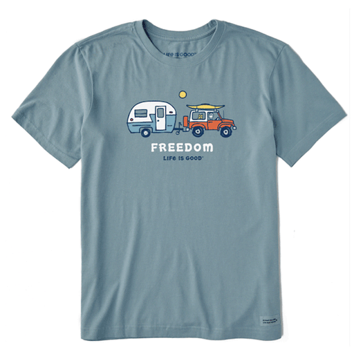 Life is Good Men's Jake and Rocket Freedom Crusher-LITE Tee Smoky Blue