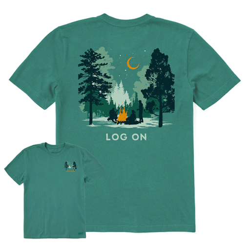Life is Good Men's Log On Campfire Crusher-LITE Tee Spruce Green