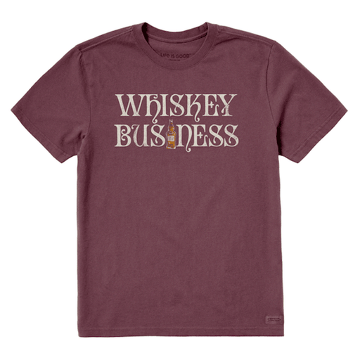 Life is Good Men's Whiskey Business Bottle Short Sleeve Tee Mahogany Brown