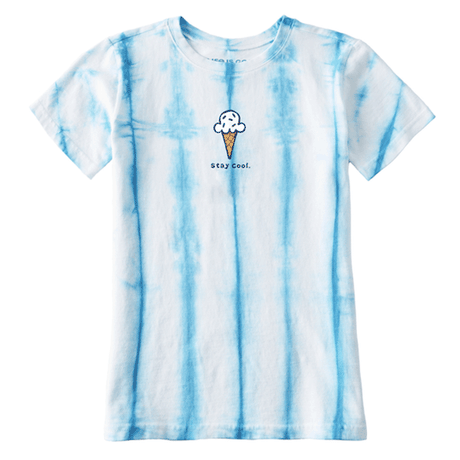 Life is Good Women's Tie Dye Stay Cool Cone Crusher Tee Island Blue Tie Dye