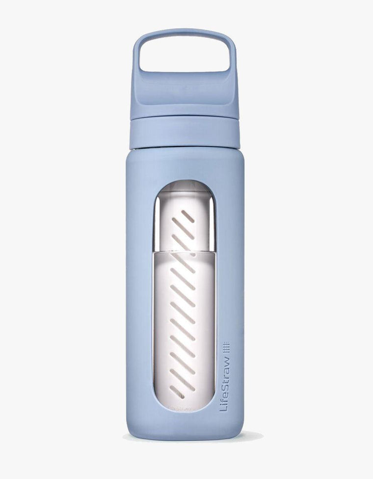 Go Glass Water Filter Bottle, Icelandic Blue, 20oz