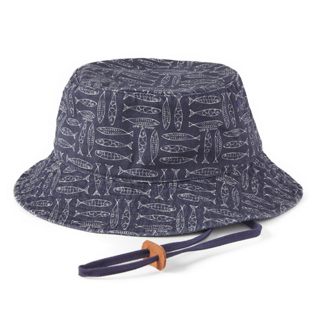 Life Is Good Linear Fish Pattern Bucket Hat - Darkest Blue Darkest Blue