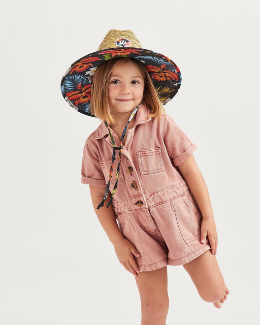 Hemlock Hats Littke Kids Duke Straw Hat - Hawaiian Floral Print Hawaiian Floral Print