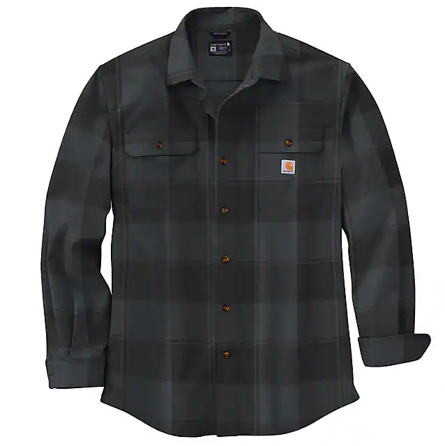 Carhartt Loose Fit Heavyweight Flannel Long-Sleeve Plaid Shirt - Black