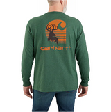 Carhartt Loose Fit Heavyweight Long-Sleeve Pocket Deer Graphic T-Shirt - Frosted Balsam