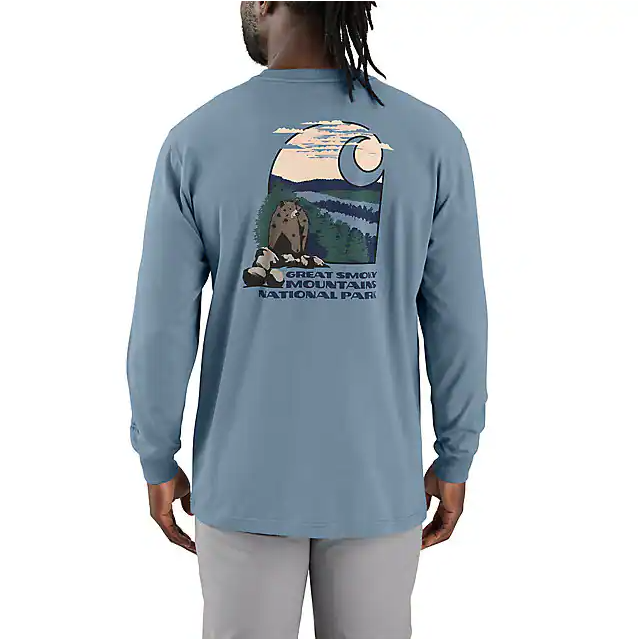 Carhartt Loose Fit Heavyweight Long-Sleeve Smoky Mountain National Park Graphic T-Shirt - Thundercloud