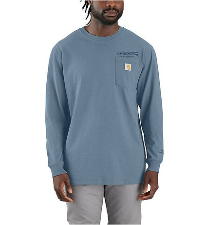 Carhartt Loose Fit Heavyweight Long-Sleeve Smoky Mountain National Park Graphic T-Shirt - Thundercloud