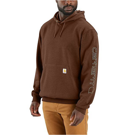 Carhartt Loose Fit Midweight Logo Sleeve Graphic Hoodie - Mocha Heather