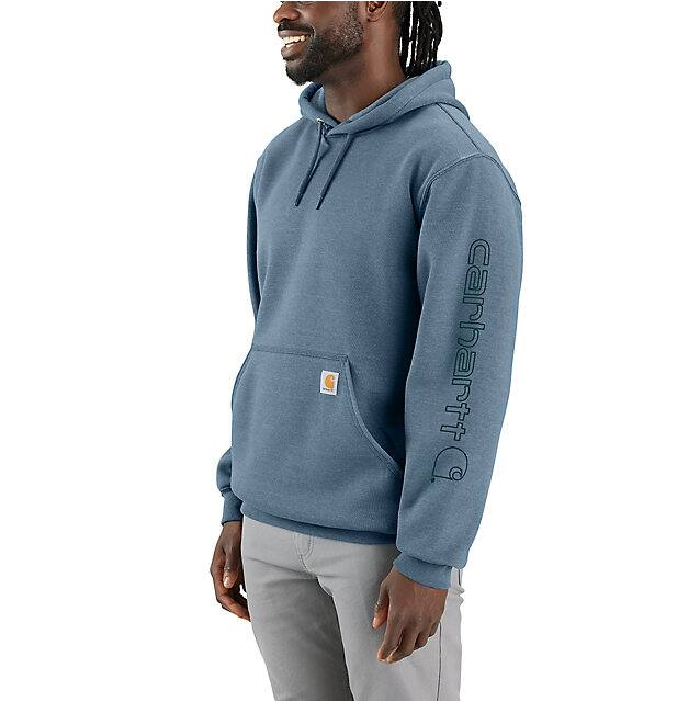 Carhartt Loose Fit Midweight Logo Sleeve Graphic Hoodie - Thundercloud Heather