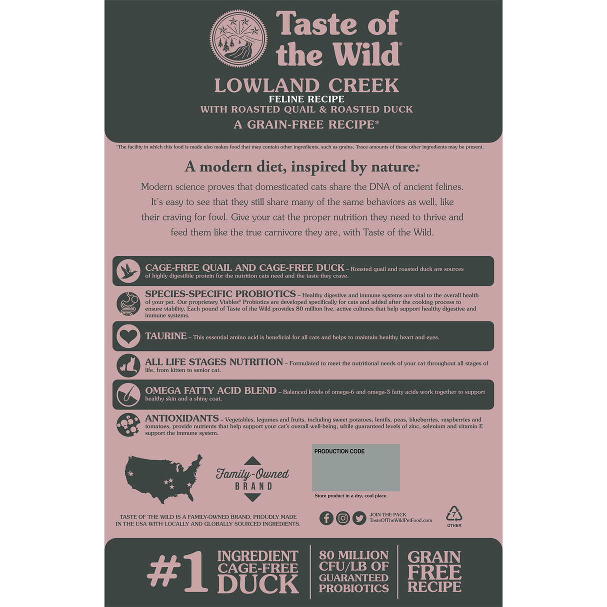 Taste of the Wild Lowland Creek Feline Recipe with Roasted Quail & Roasted Duck - 5 LB