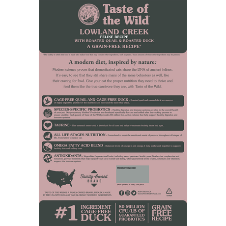 Taste of the Wild Lowland Creek Feline Recipe with Roasted Quail & Roasted Duck - 5 LB