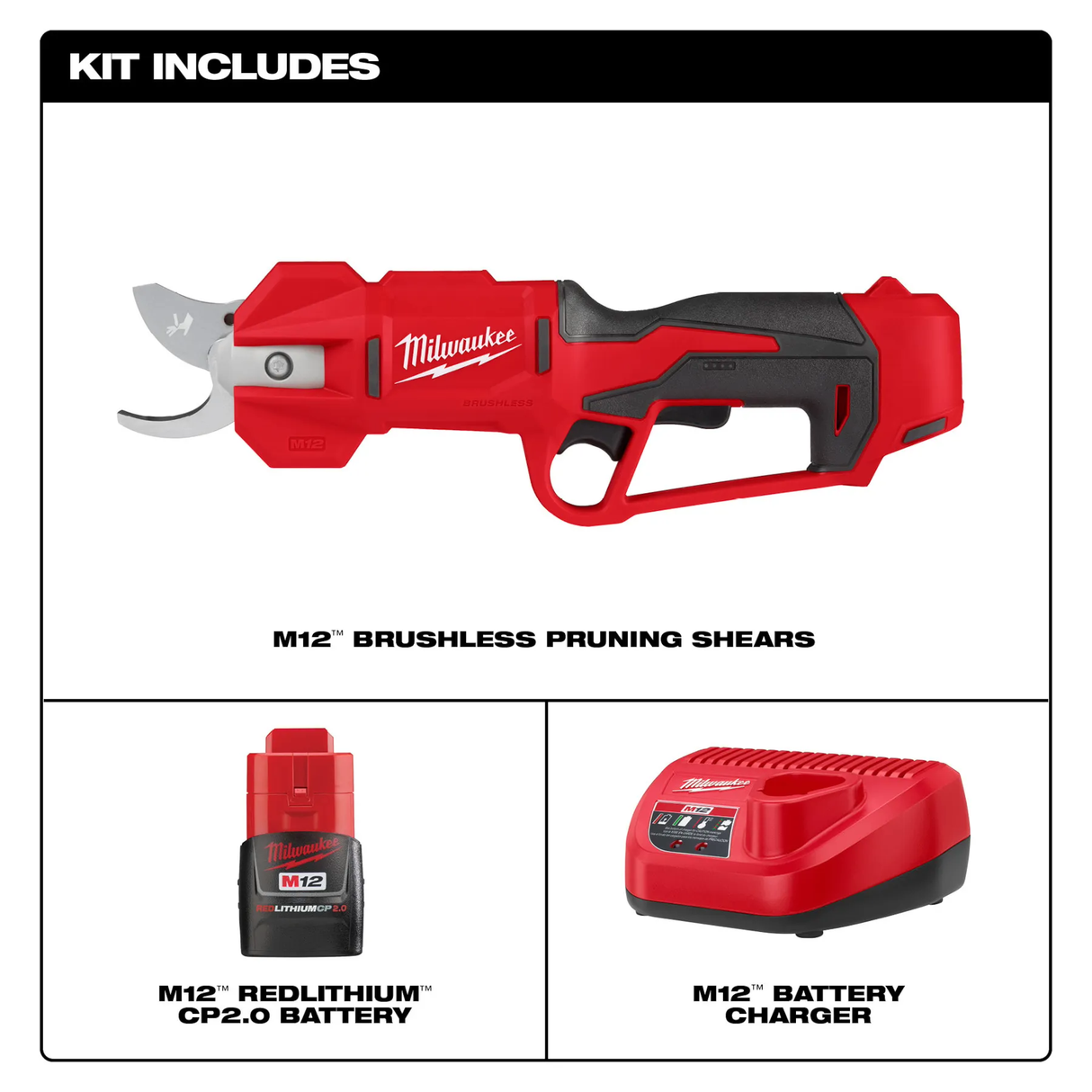 Milwaukee M12 Brushless Pruning Shears Kit