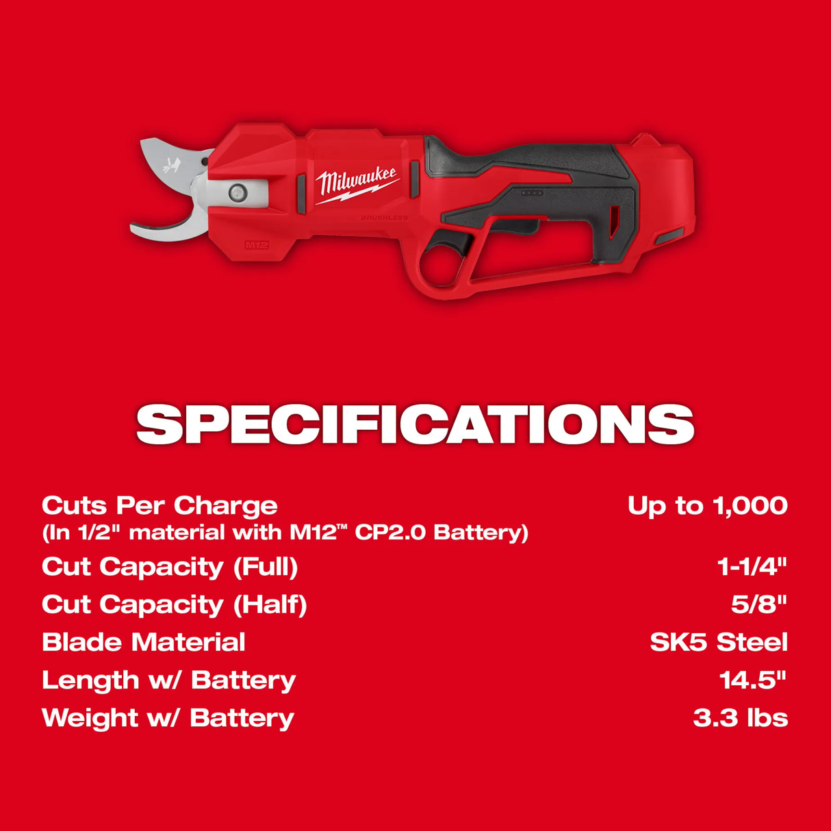 Milwaukee M12 Brushless Pruning Shears Kit