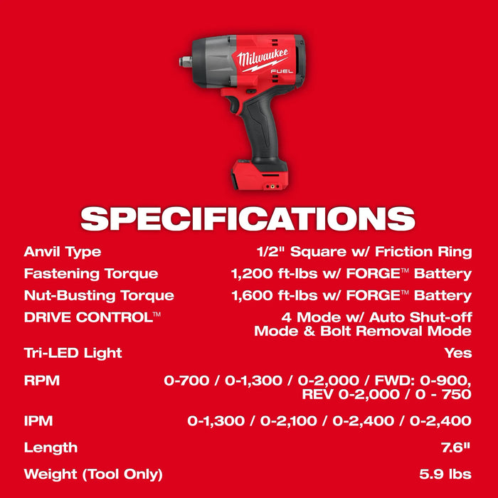 Milwaukee Tool M18 FUEL 1/2-inch High Torque Impact Wrench w/ Friction Ring (Tool Only)