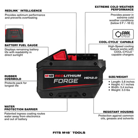 Milwaukee Tool M18 REDLITHIUM FORGE HD12.0 Battery Pack