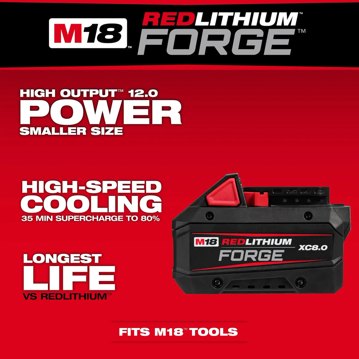 Milwaukee Tool M18 REDLITHIUM FORGE XC8.0 Battery Pack