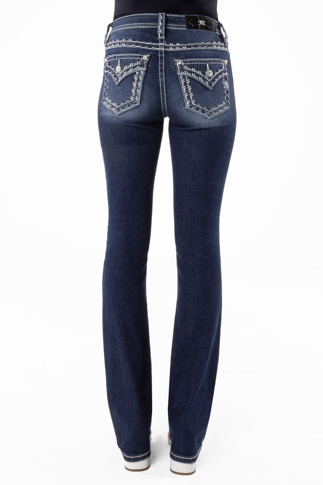 Miss Me Metallic Border Stitch Bootcut Jeans