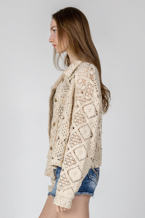 Miss Me Women's Macrame Crochet Jacket