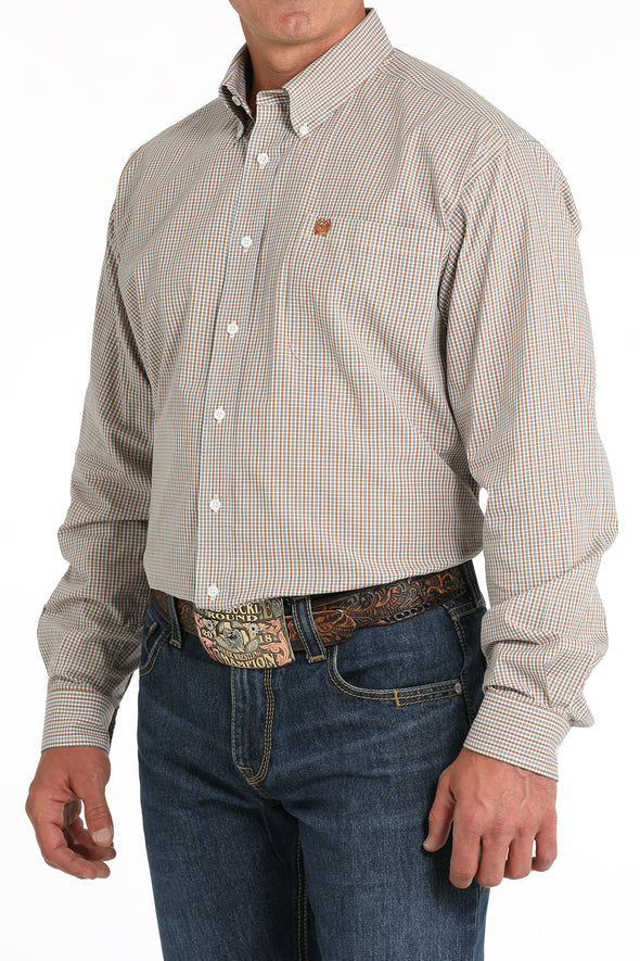 Cinch Men's Geometric Print Button-Down Western Shirt - Brown - (MTW1105820)