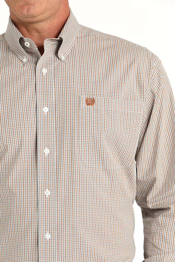 Cinch Men's Geometric Print Button-Down Western Shirt - Brown - (MTW1105820)