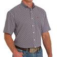 Cinch Men's ArenaFlex Button Down Short Sleeve Shirt - White Multi White