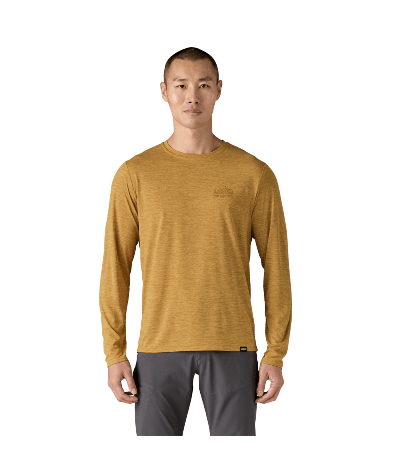 Patagonia M's Long Sleeve Capilene Cool Daily Graphic Shirt - Strataspire / Beeswax Tan X-Dye
